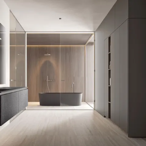 Mobile da Bagno sospeso Calipso 2346 finitura Grit Resina Bio Bard di Edoné