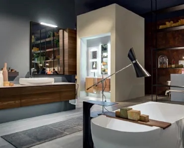 Mobile da Bagno sospeso in natural wood larice Chrono 001 di Edoné