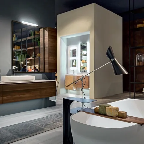 Mobile da Bagno sospeso in natural wood larice Chrono 001 di Edoné