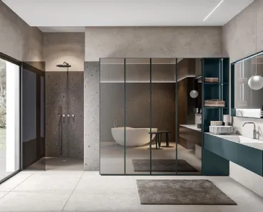 Mobile da Bagno sospeso Chrono 44 4009 laccato opaco Pavone di Edoné
