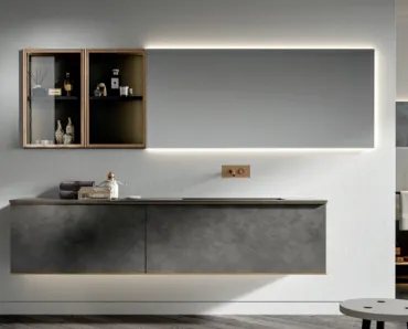 Mobile da Bagno sospeso di design in resina Rea 006 di Edoné