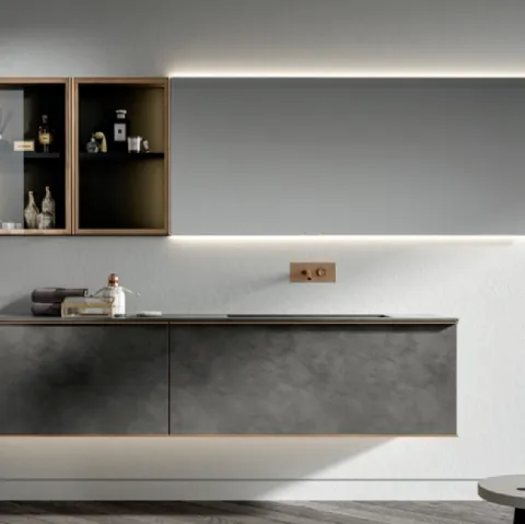 Mobile da Bagno sospeso di design Rea finitura Warm Grigio by Kerakoll di Edoné