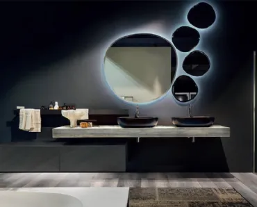 Mobile da Bagno sospeso in HPL con consolle in rovere Enea 001 di Edoné