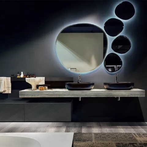 Mobile da Bagno sospeso in HPL con consolle in rovere Enea 001 di Edoné