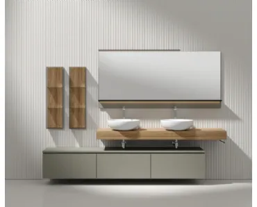 Mobile da Bagno sospeso laccato opaco Argilla e nobilitato Oak Trend Giunone 9025 di Edoné