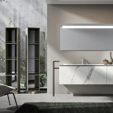 Mobile da Bagno sospeso Giunone 9058 in HPL Bianco Statuario di Edoné