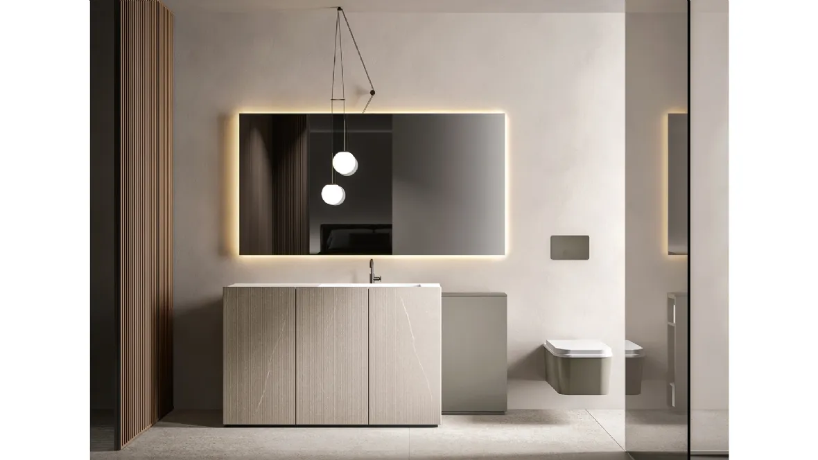 Mobile da Bagno a terra Hexis 2334 in nobilitato Rigato Bretagna di Edoné