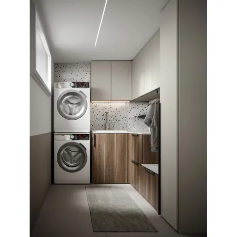Mobile da Bagno per lavanderia in nobilitato Canapa e Noce naturale Minerva 08 di Edoné
