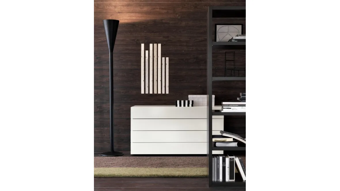 Comò Cube in legno laccato bianco di Giellesse
