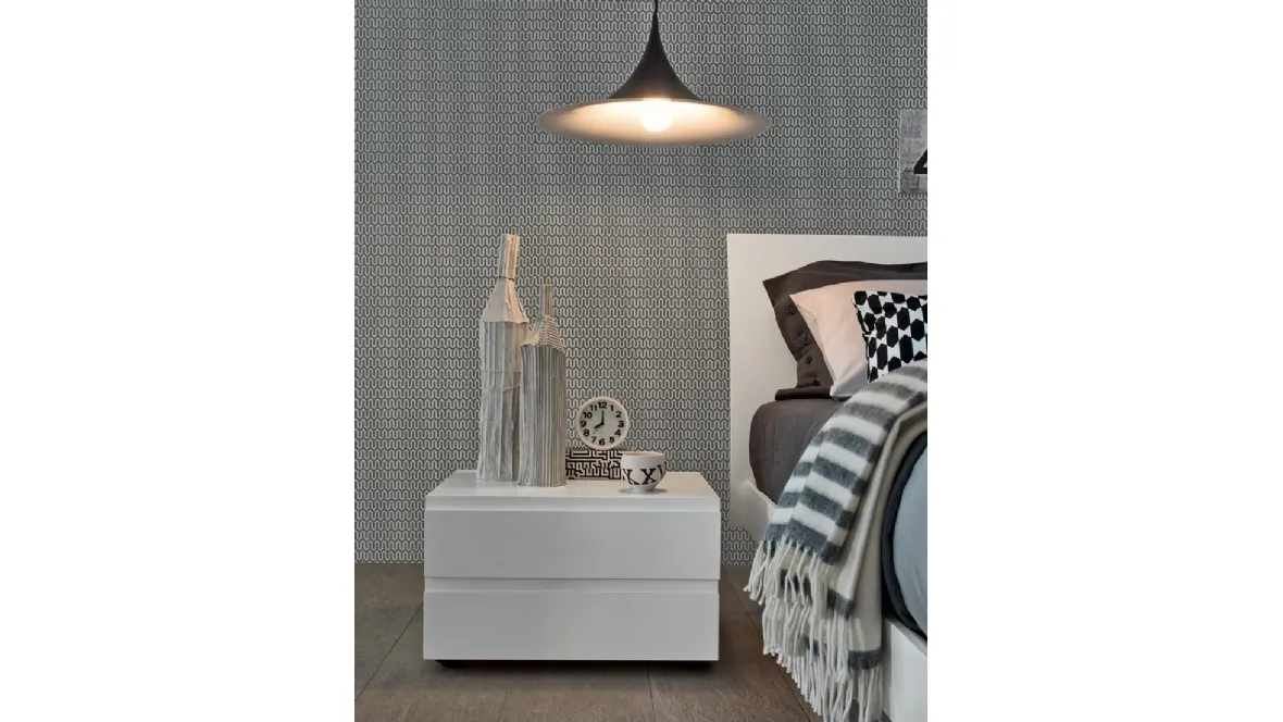 Comodino Joy in legno laccato Bianco di Giellesse