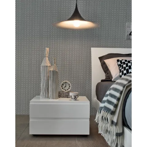 Comodino Joy in legno laccato Bianco di Giellesse
