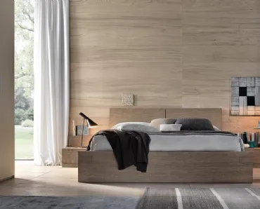 Letto matrimoniale in rovere con box contenitore Avalon di Giellesse