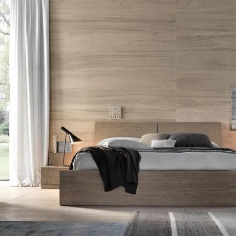 Letto matrimoniale in rovere con box contenitore Avalon di Giellesse