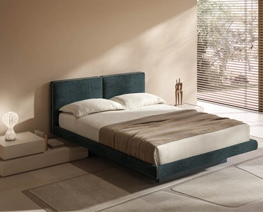 Letto Azzurra in tessuto imbottito con box contenitore stretto di Tagliabue Mobili