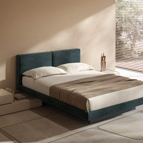 Letto Azzurra in tessuto imbottito con box contenitore stretto di Tagliabue Mobili