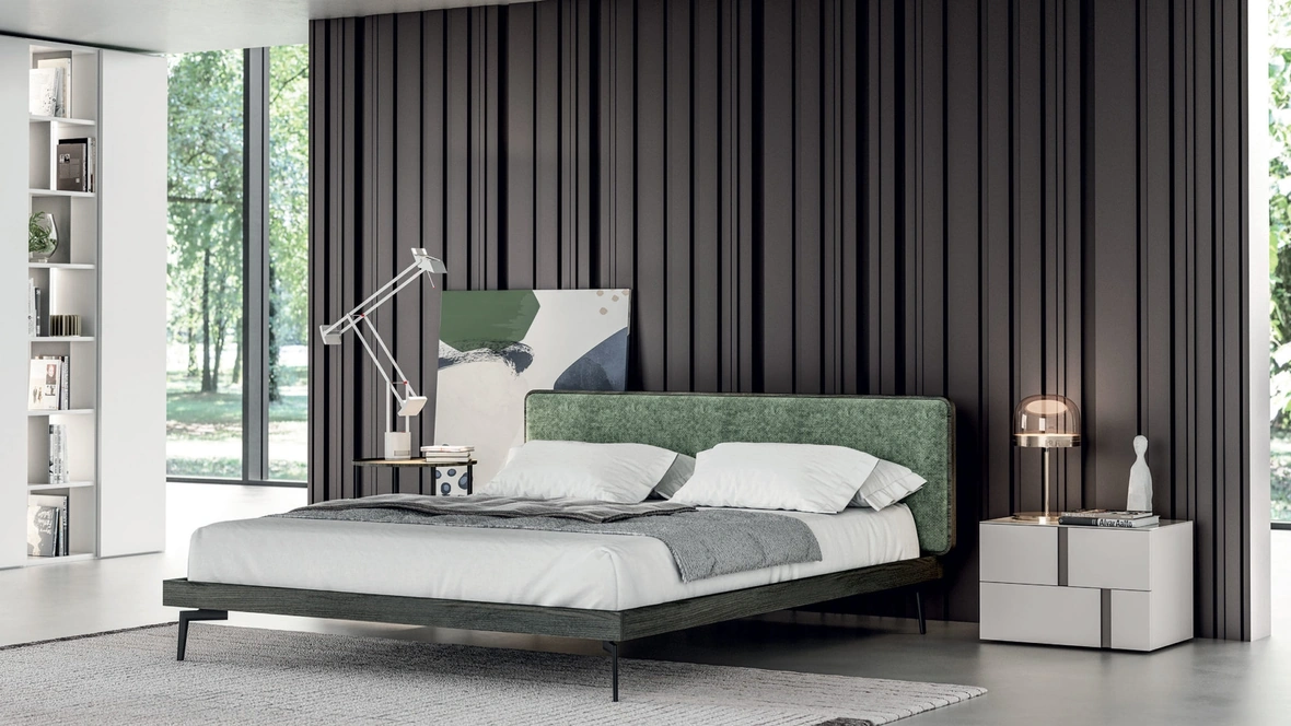 Letto Ginevra con testiera imbottita di Tagliabue Mobili