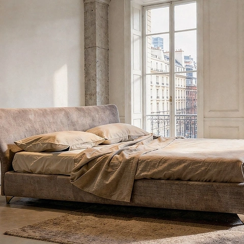 Letto Maya Plus in tessuto imbottito di Alivar