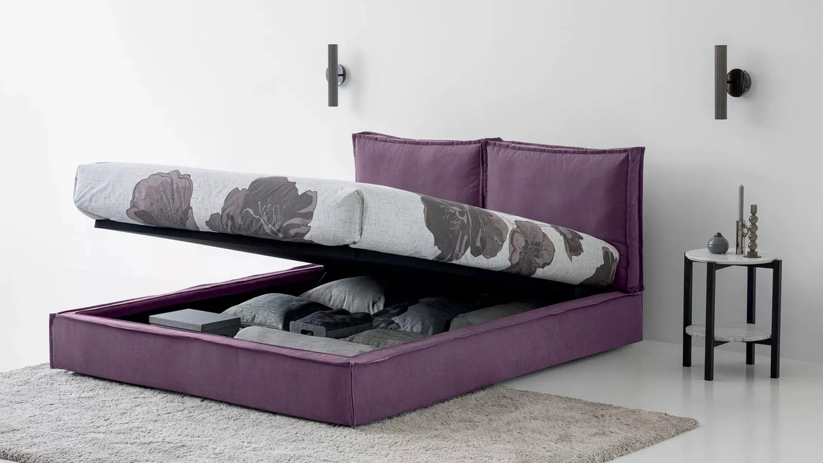 Letto in tessuto Metro con box contenitore di Oggioni