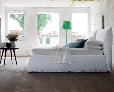 Letto Over in tessuto bianco di Flexteam