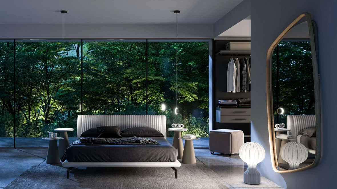 Letto in pelle Globo di Ozzio