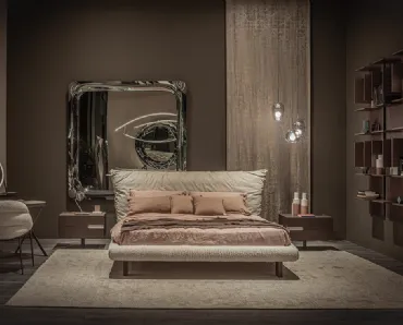 Letto di design Pascal in pelle e tessuto di Cattelan Italia