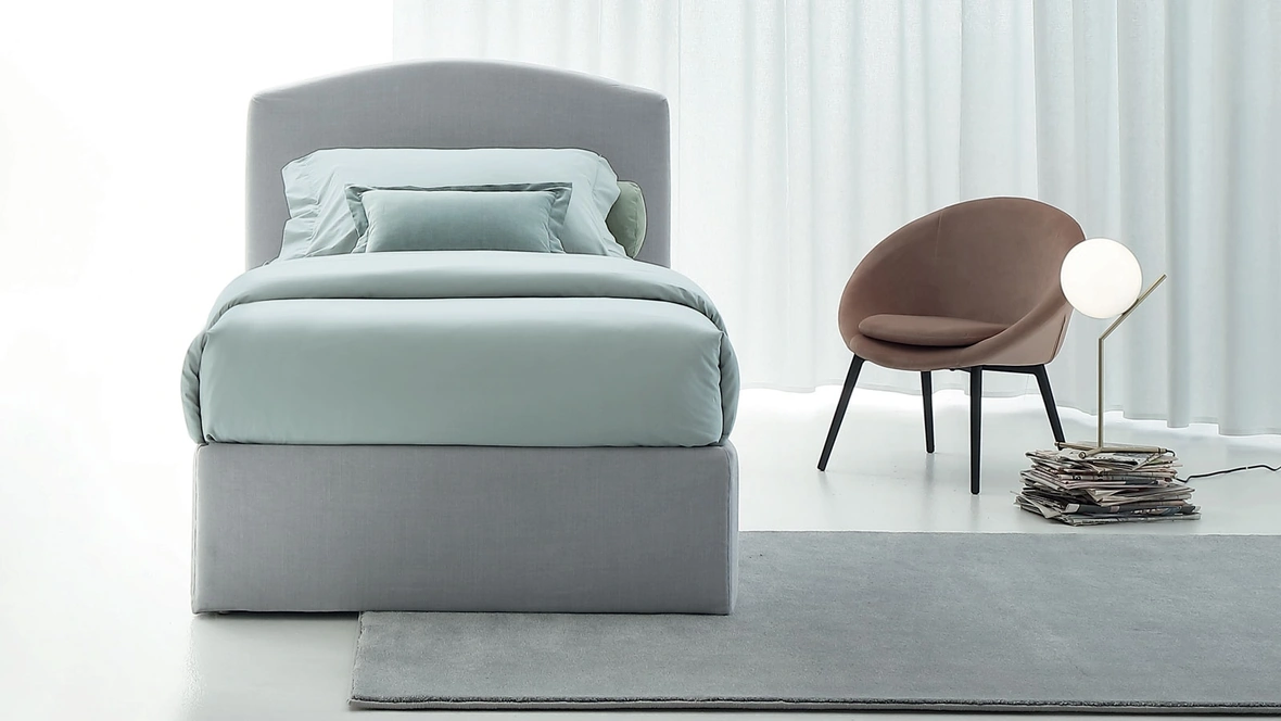 Letto singolo con contenitore Face di Oggioni