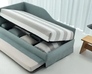 Daybed singolo in tessuto con letto estraibile e contenitore Golf 331 di Oggioni
