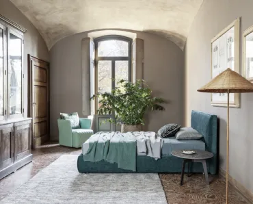 Letto singolo Miller in tessuto di Flexteam