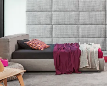 Letto singolo Reef in tessuto imbottito di Flexteam