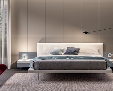 Letto Giulietta con testiera in ecopelle di Tagliabue Mobili