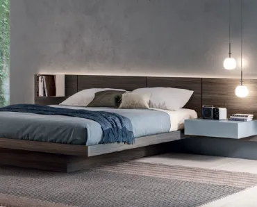 Letto matrimoniale in materico Olmo grigio con testiera Miranda di Tagliabue Mobili