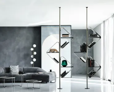 Libreria divisoria  in metallo con ripiani in legno Spinnaker di Cattelan Italia