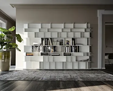 Libreria a muro in MDF laccato bianco Wally di Cattelan Italia