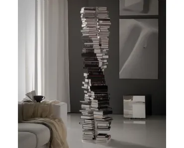 Libreria autoportante di design Dna a colonna con tredici ripiani in acciaio verniciato di Cattelan 