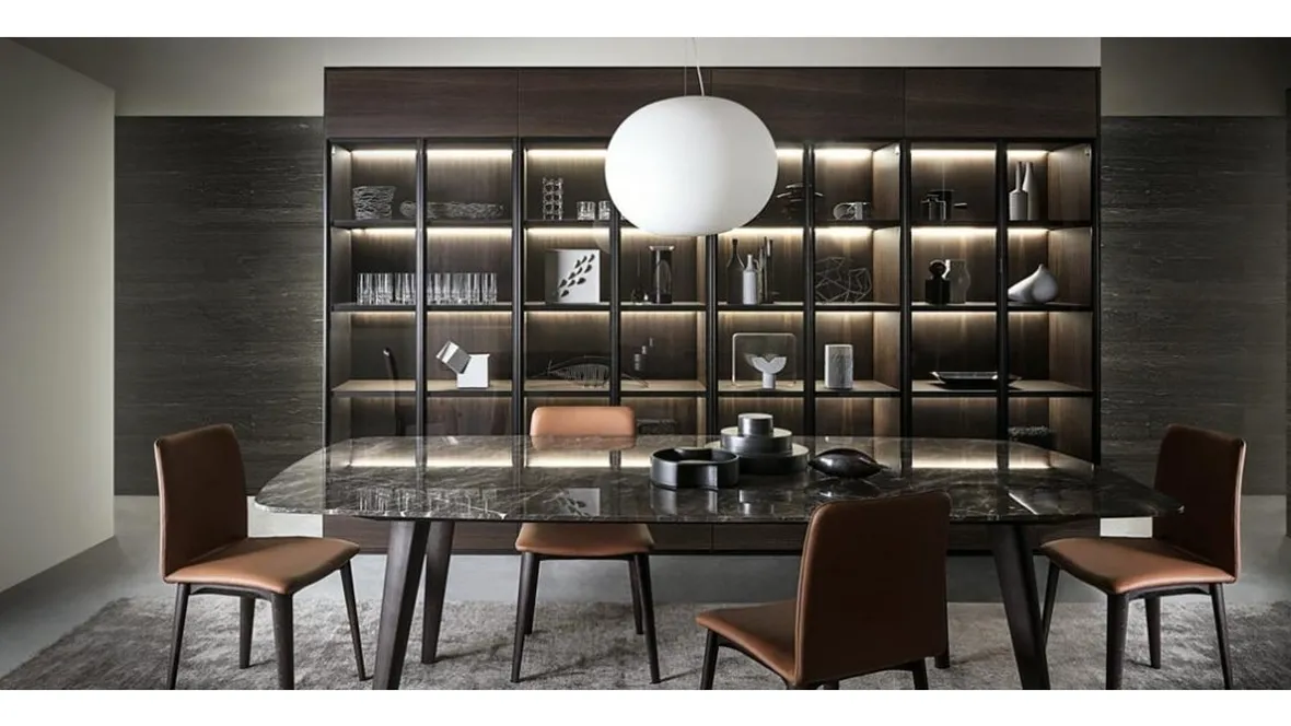 Libreria Flexus composizione 04 in legno e vetro di Giellesse