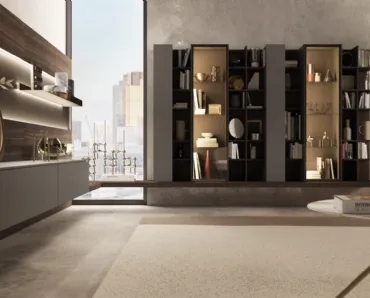 Libreria 18 in laccato opaco con ante in vetro di Turati T4