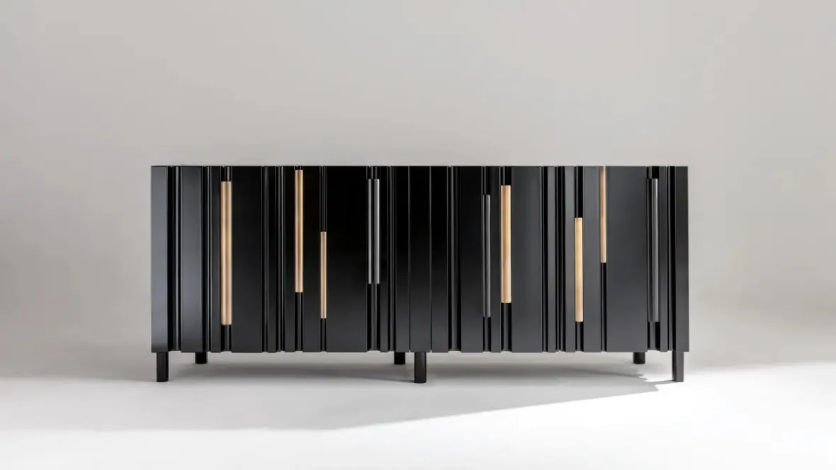 Madia con top in legno laccato Nero Bamboo Lounge di Laura Meroni
