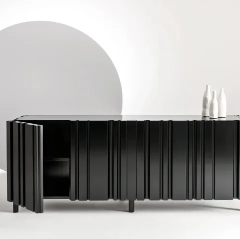 Madia con top in legno laccato Nero Bamboo Lounge di Laura Meroni
