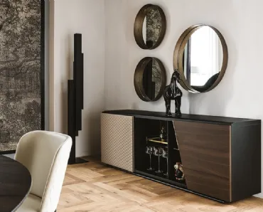 Madia Aston in legno con dettagli in pelle di Cattelan Italia