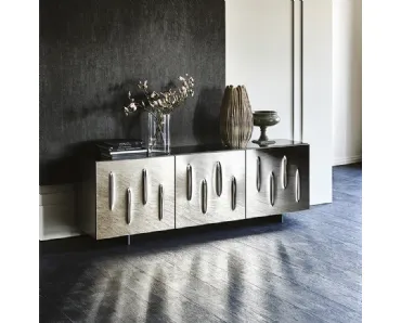 Madia in legno con ante bombate in cristallo specchiato bronzo Carnaby di Cattelan Italia