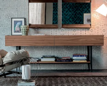 Madia in noce con gambe in metallo Horizon di Cattelan Italia