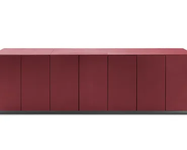 Madia Ceo Cube Cabinet in legno rivestito in pelle di Poltrona Frau