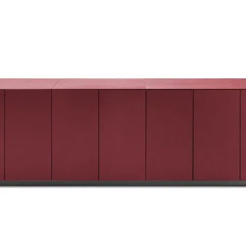 Madia Ceo Cube Cabinet in legno rivestito in pelle di Poltrona Frau