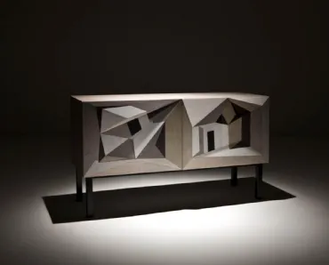 Madia in legno con intarsio tridimensionale Dentro il paesaggio di Laura Meroni