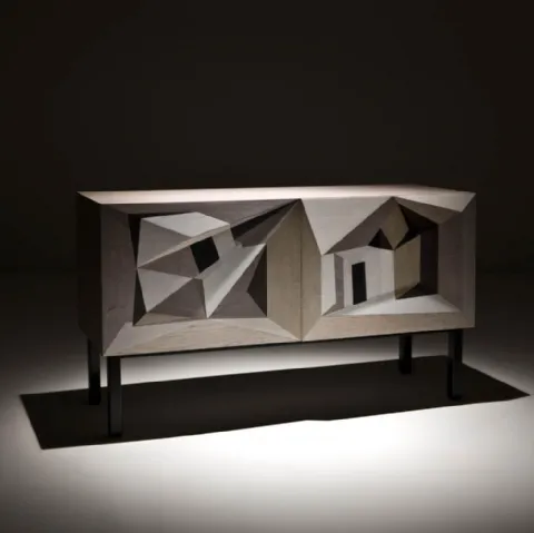 Madia in legno con intarsio tridimensionale Dentro il paesaggio di Laura Meroni