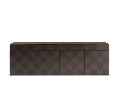 Madia H_O Cabinet in legno rivestito in pelle di Poltrona Frau