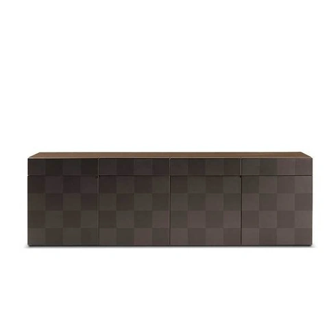 Madia H_O Cabinet in legno rivestito in pelle di Poltrona Frau