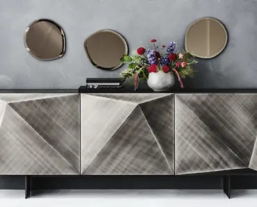 Madia Kayak in laccato Brushed Grey con piedini in acciaio di Cattelan Italia