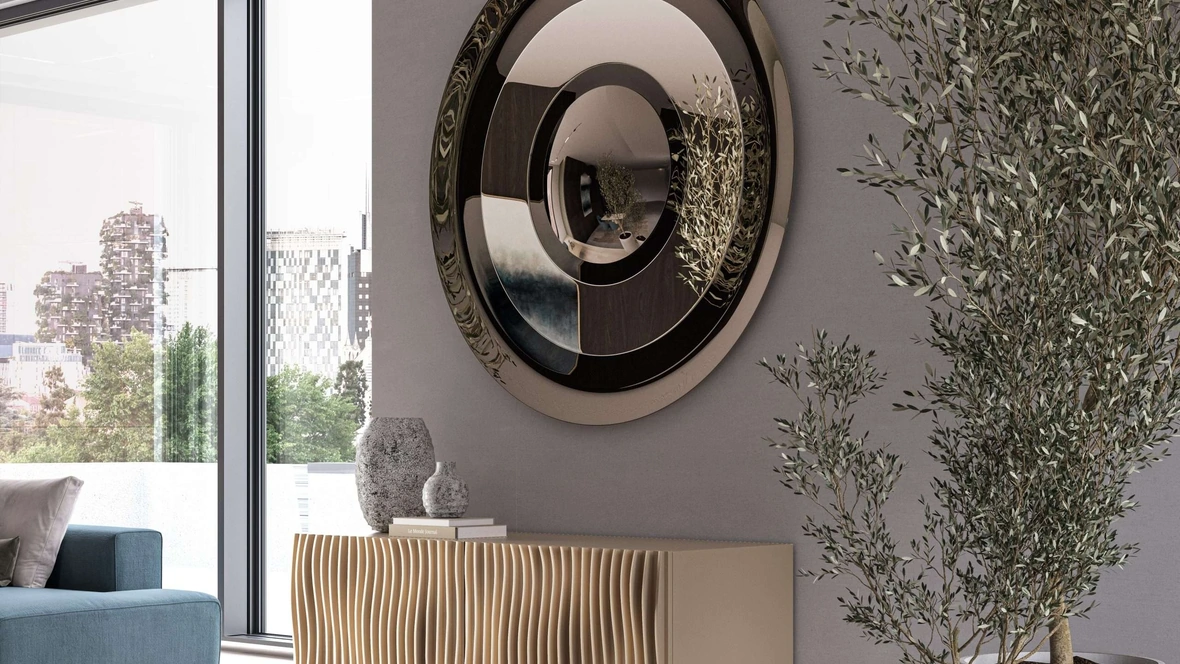 Madia Onda con ante in legno ondulato di Ozzio