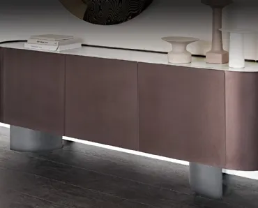 Madia in legno rivestita in metallo verniciato goffrato bronzo Savoy di Cattelan Italia